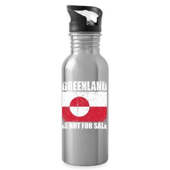 Greenland Is Not For Sale - Trinkflasche mit integriertem Trinkhalm - Lightsilver - Rechts