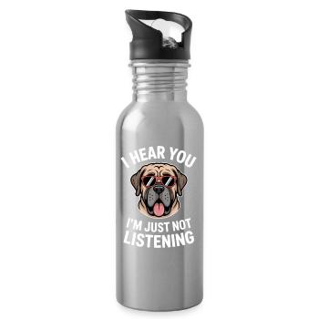 Mastiff Sprüche Hunde Lustiges Mastiff Geschenk - Trinkflasche mit integriertem Trinkhalm - Lightsilver - Rechts