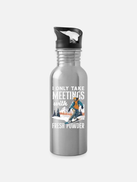 Snowboarden Snowboardtreffen Sessellift - Trinkflasche mit integriertem Trinkhalm - Lightsilver