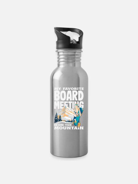 Snowboarden Snowboardtreffen Sessellift - Trinkflasche mit integriertem Trinkhalm - Lightsilver