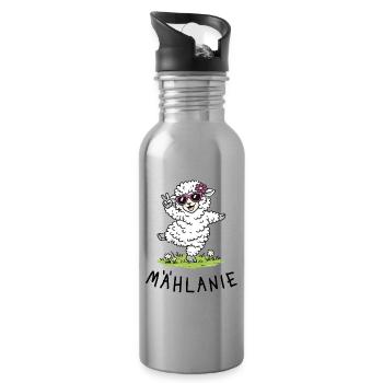Mählanie – Mouton mouton dansant avec un jeu de mots - Gourde avec paille intégrée - argent clair - Droite