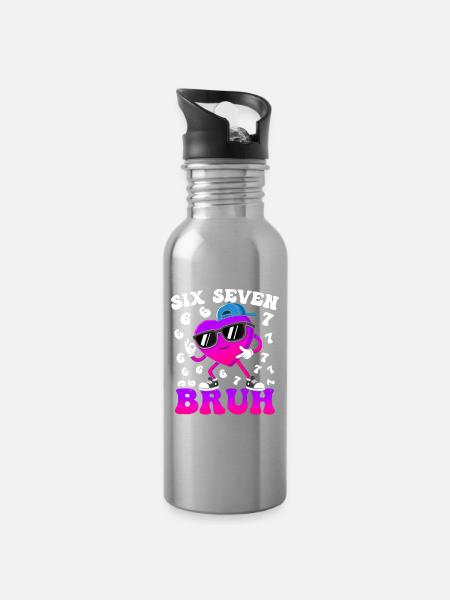 Six Seven 6 7 Meme 67 Trend Valentines Day - Trinkflasche mit integriertem Trinkhalm - Lightsilver