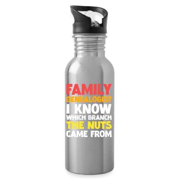 Familien Genealogie Spruch: Stammzweig Witz - Trinkflasche mit integriertem Trinkhalm - Lightsilver - Rechts