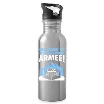 Winterdienst HIER KOMMT DIE SCHNEERÄUM ARMEE - Trinkflasche mit integriertem Trinkhalm - Lightsilver - Rechts