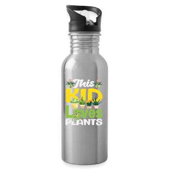 Pflanzenliebhaber Ce gamin adore les plantes jardinier - Gourde avec paille intégrée - argent clair - Droite