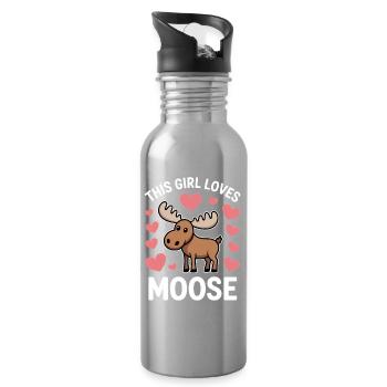 Elch Sprüche Elche Lustiges Elch Geschenk - Trinkflasche mit integriertem Trinkhalm - Lightsilver - Rechts