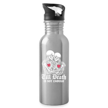 Till death is not enough | Skelett | ewige Liebe - Trinkflasche mit integriertem Trinkhalm - Lightsilver - Rechts