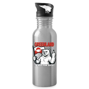 Greenland Is Not For Sale - Trinkflasche mit integriertem Trinkhalm - Lightsilver - Rechts