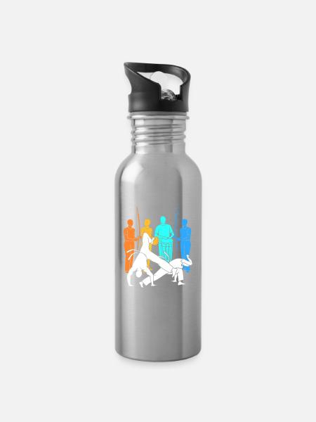 Capoeira - Trinkflasche mit integriertem Trinkhalm - Lightsilver