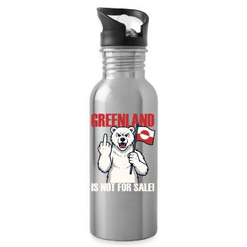 Greenland Is Not For Sale - Trinkflasche mit integriertem Trinkhalm - Lightsilver - Rechts
