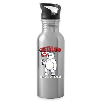 Greenland Is Not For Sale - Trinkflasche mit integriertem Trinkhalm - Lightsilver - Rechts