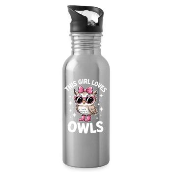 Eule Sprüche Eulen Lustiges Eulen Geschenk - Trinkflasche mit integriertem Trinkhalm - Lightsilver - Rechts