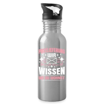 Postboten POSTLIFERUNG WIR WISSEN WO DU WOHNST - Trinkflasche mit integriertem Trinkhalm - Lightsilver - Rechts