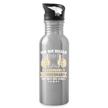 Zimmermann Sprüche - Trinkflasche mit integriertem Trinkhalm - Lightsilver - Rechts