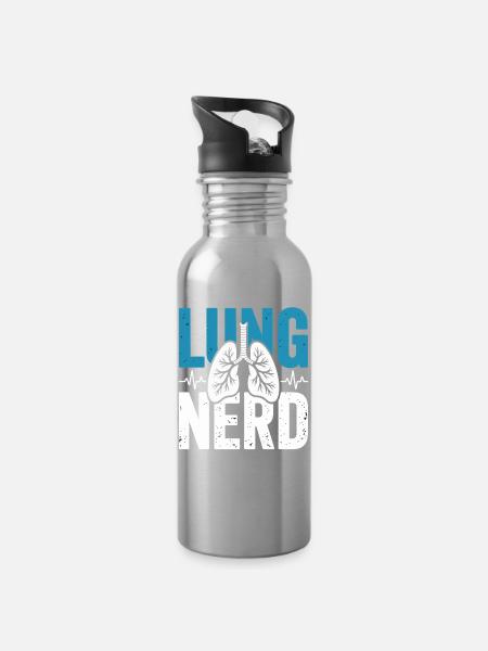 Lungen Nerd Graphic - Trinkflasche mit integriertem Trinkhalm - Lightsilver