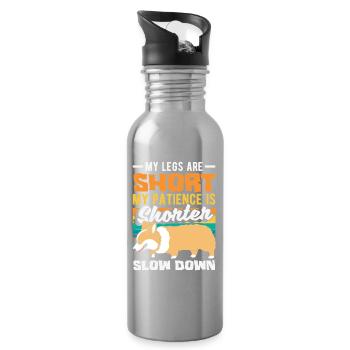 Warte Auf Mich, Ich Habe Kleine Beine - Trinkflasche mit integriertem Trinkhalm - Lightsilver - Rechts