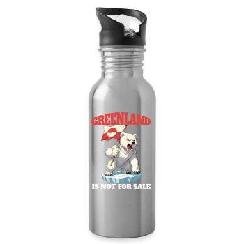 Greenland Is Not For Sale Shirt - Trinkflasche mit integriertem Trinkhalm - Lightsilver - Rechts