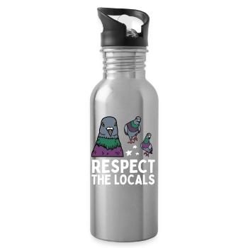 Respect the Locals Tauben Coo - Trinkflasche mit integriertem Trinkhalm - Lightsilver - Rechts