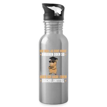 Bachelor's Exam Passed Capybara Bachelor's Degree - Water bottle with straw - silver - Right