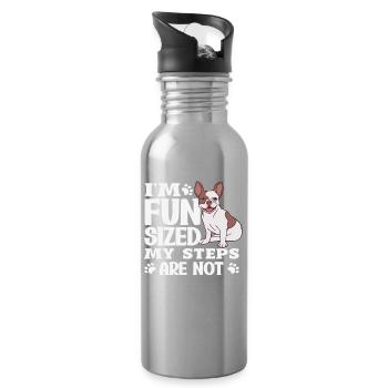 Warte Auf Mich, Ich Habe Kleine Beine - Trinkflasche mit integriertem Trinkhalm - Lightsilver - Rechts