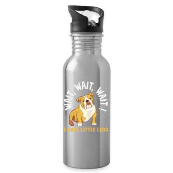 Warte Auf Mich, Ich Habe Kleine Beine - Trinkflasche mit integriertem Trinkhalm - Lightsilver - Rechts