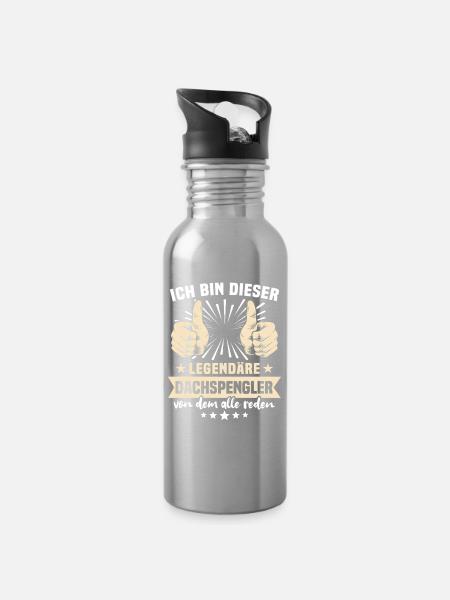 Dachspengler Sprüche - Trinkflasche mit integriertem Trinkhalm - Lightsilver