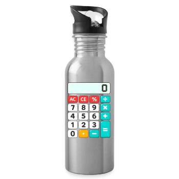 Calculatrice rétro de blocs de couleurs - Gourde avec paille intégrée - argent clair - Droite