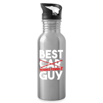 Weibliche Tennisspielerin Silhouette Retro Sport - Trinkflasche mit integriertem Trinkhalm - Lightsilver - Rechts