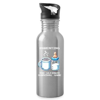 Parenting: Ultimatives Survival | Eltern - Trinkflasche mit integriertem Trinkhalm - Lightsilver - Rechts