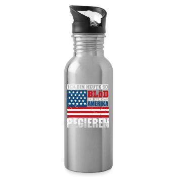 Ich bin heute so blöd ich könnte Amerika regieren - Trinkflasche mit integriertem Trinkhalm - Lightsilver - Rechts