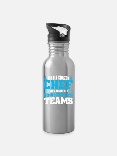 Stolzer Chef Chef Mann Abteilungsleiter Teamchef - Trinkflasche mit integriertem Trinkhalm - Lightsilver