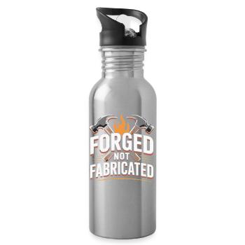 Forged Not Fabricated Blacksmith Saying - Water bottle with straw - silver - Right