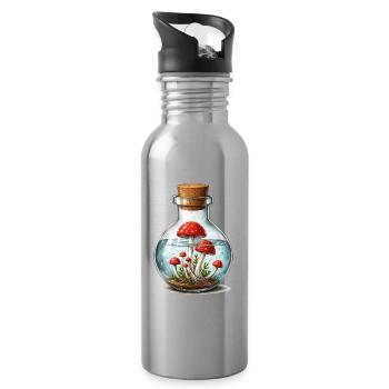 Magic mushrooms in a jar – magical look - Water bottle with straw - silver - Right