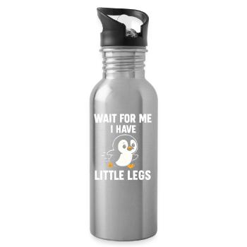 Pinguin Spruch Humor Meme Lustig Geschenkidee - Trinkflasche mit integriertem Trinkhalm - Lightsilver - Rechts