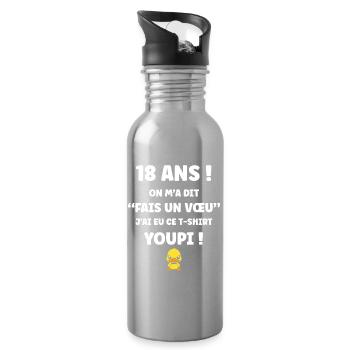 18-jähriges Wunsch-Entlein-T-Shirt - Trinkflasche mit integriertem Trinkhalm - Lightsilver - Rechts