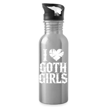 I Heart Goth Girls - Water bottle with straw - silver - Right