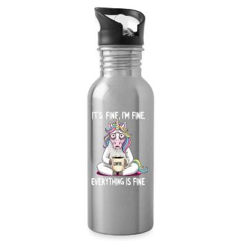 It's okay, I'm fine coffee unicorn humor - Water bottle with straw - silver - Right