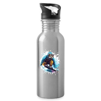 Eule Snowboard - Trinkflasche mit integriertem Trinkhalm - Lightsilver - Rechts