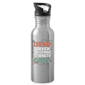 Oncology Nurse Chemo Sidekick Healthcare Worker - Trinkflasche mit integriertem Trinkhalm - Lightsilver - Rechts