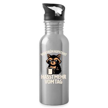 Raccoon - If you get up early, you hate more of the day - Water bottle with straw - silver - Right