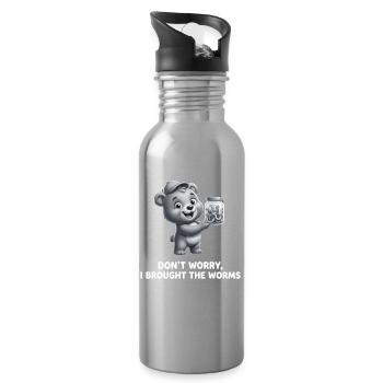 Dont Worry I Brought The Worms Angler Spruch - Trinkflasche mit integriertem Trinkhalm - Lightsilver - Rechts