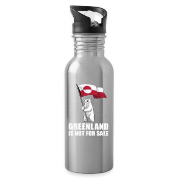 Make America Go Away – Greenland Flag - Water bottle with straw - silver - Right