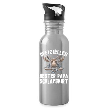 Offizielles Bester Papa Schlafshirt Elch Vatertag - Trinkflasche mit integriertem Trinkhalm - Lightsilver - Rechts