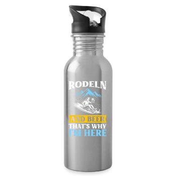 Sledging RODELN UND RADELN DARUM BIN ICH HIER - Trinkflasche mit integriertem Trinkhalm - Lightsilver - Rechts