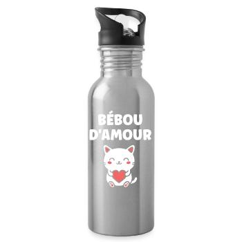 Liebe Beboo Katzenherz - Trinkflasche mit integriertem Trinkhalm - Lightsilver - Rechts