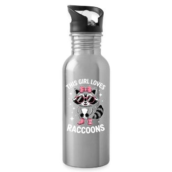 Raccoon Sayings Raccoon Joke Raccoon Gift - Water bottle with straw - silver - Right