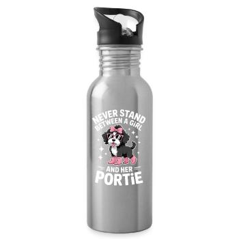 Portugiesischer Wasserhund Sprüche Lustig Geschenk - Trinkflasche mit integriertem Trinkhalm - Lightsilver - Rechts