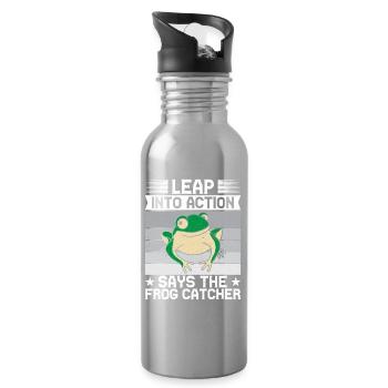 Frog Catcher Leap Into Action Frog - Trinkflasche mit integriertem Trinkhalm - Lightsilver - Rechts