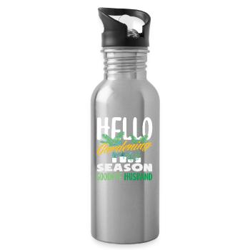 Hallo Gartensaison Auf Wiedersehen Ehemann - Trinkflasche mit integriertem Trinkhalm - Lightsilver - Rechts