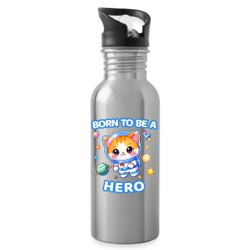 Born to Be a Hero Astronaut Kitten - Male - Water bottle with straw - silver - Right